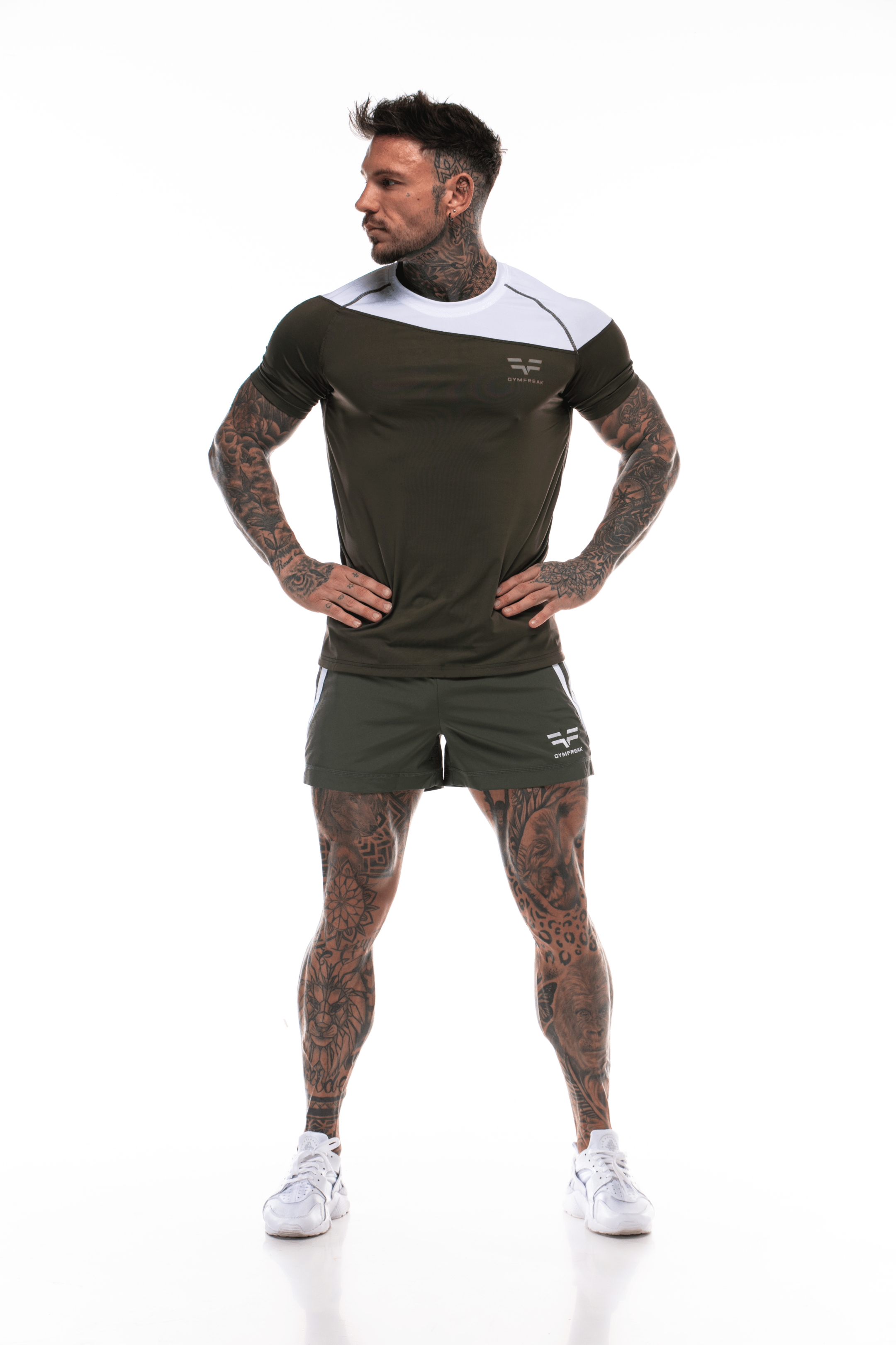 GymFreak Mens Pro Shorts - Khaki - 3.5 inch