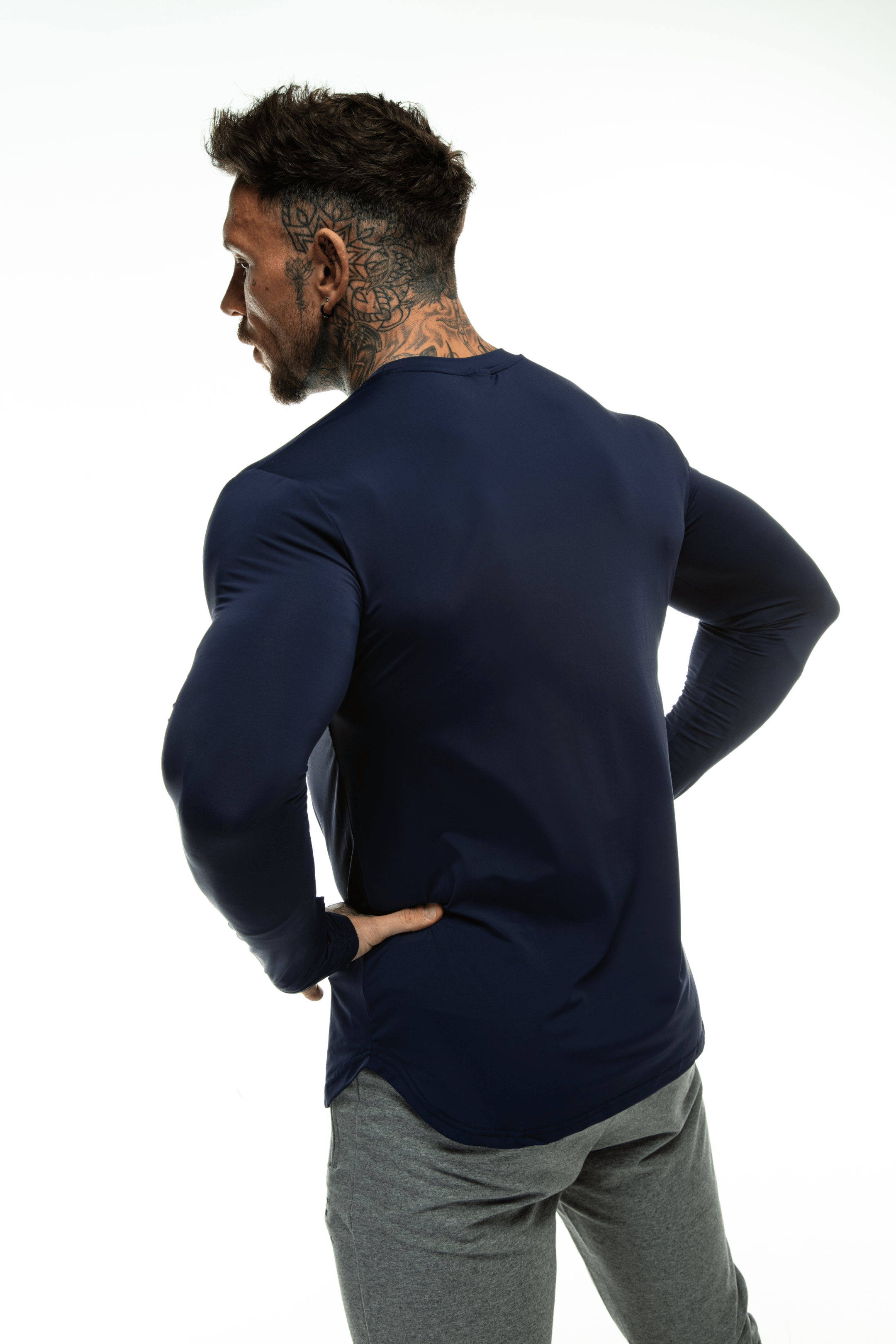 GymFreak Mens Long Sleeve Active T-shirt - Blue