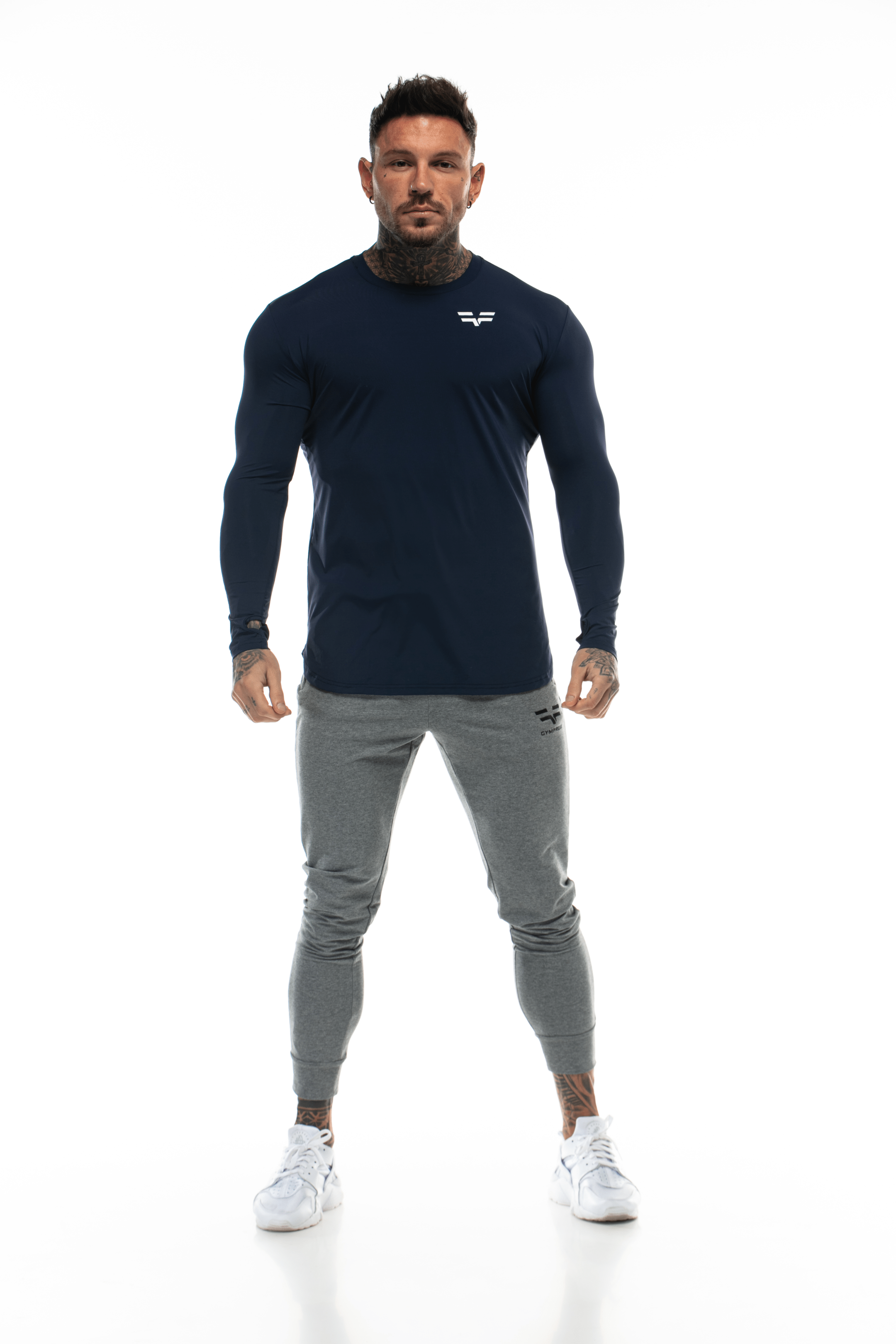 GymFreak Mens Long Sleeve Active T-shirt - Blue